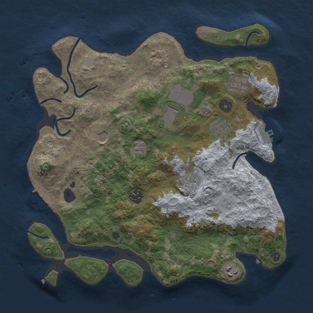 Rust Map: Procedural Map, Size: 3500, Seed: 49759969, 18 Monuments