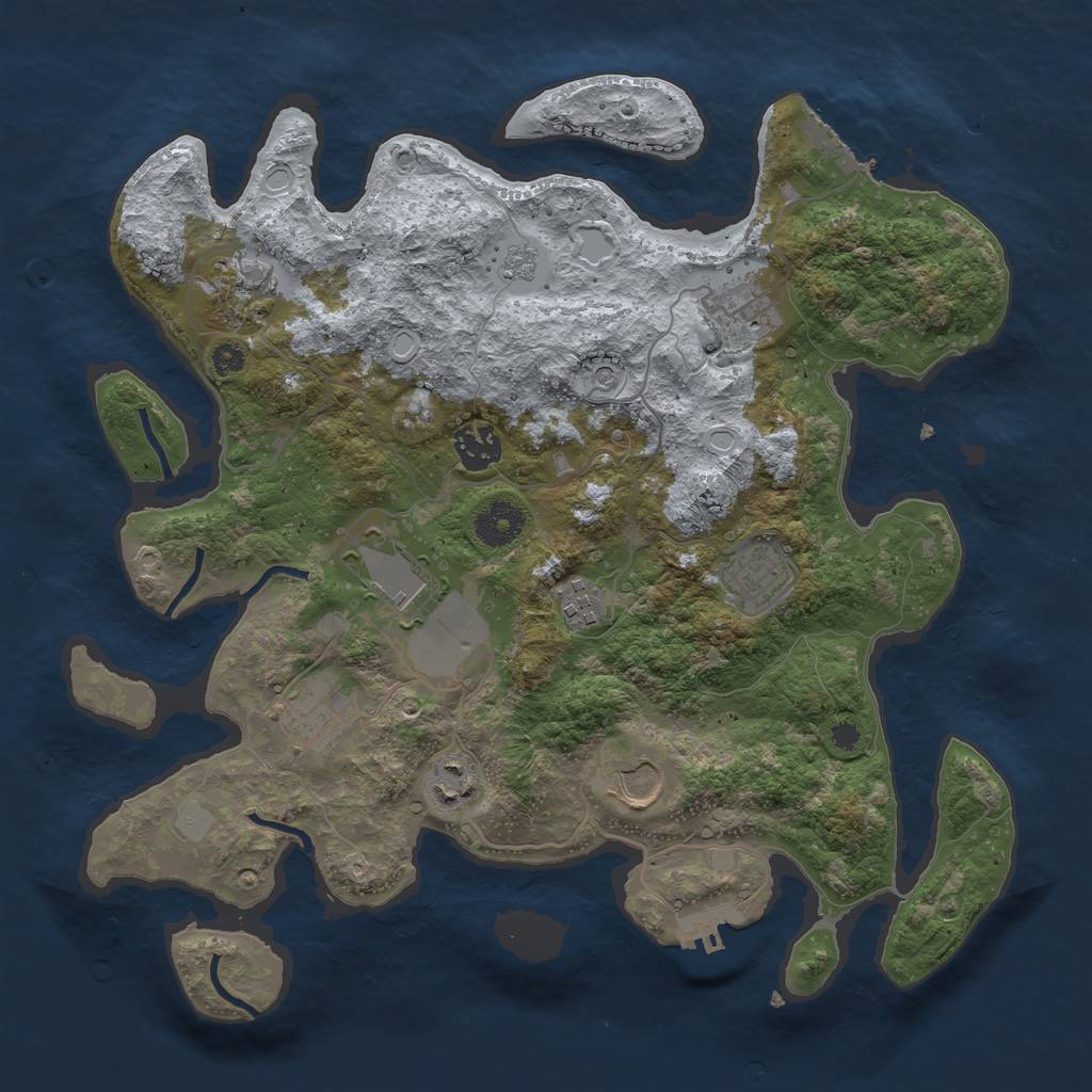 Rust Map: Procedural Map, Size: 3500, Seed: 23254589, 16 Monuments
