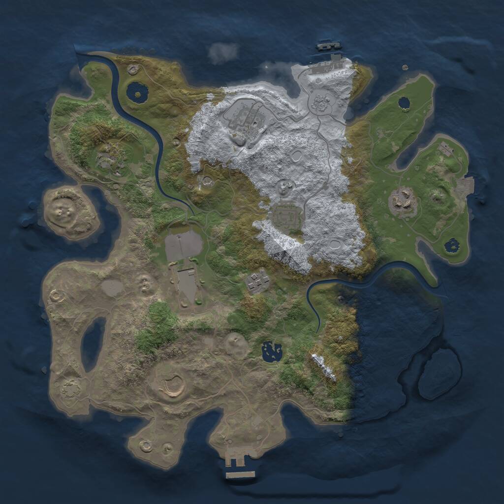 Rust Map: Procedural Map, Size: 3500, Seed: 1676001967, 14 Monuments