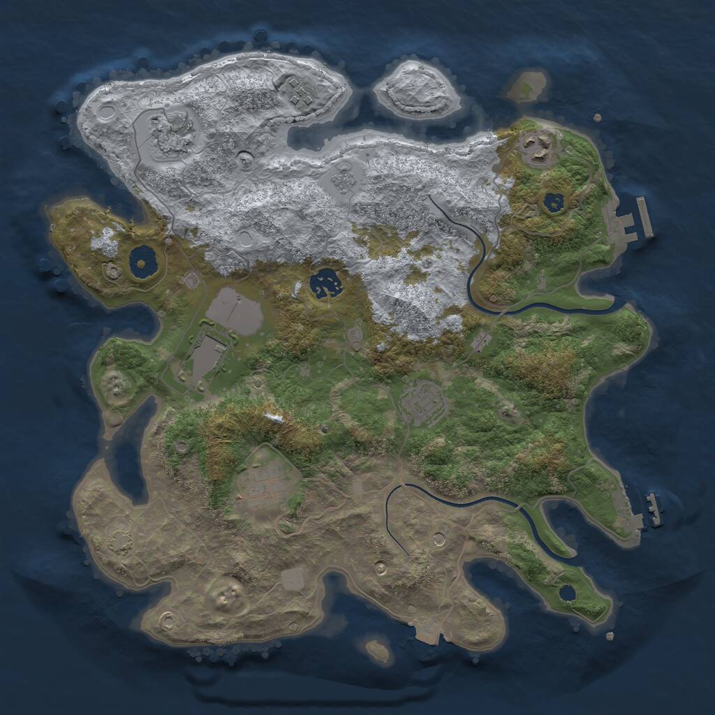 Rust Map: Procedural Map, Size: 3500, Seed: 87543957, 13 Monuments