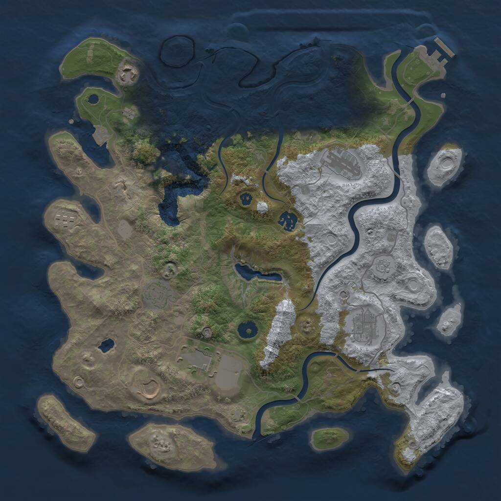 Rust Map: Procedural Map, Size: 4000, Seed: 8424, 13 Monuments