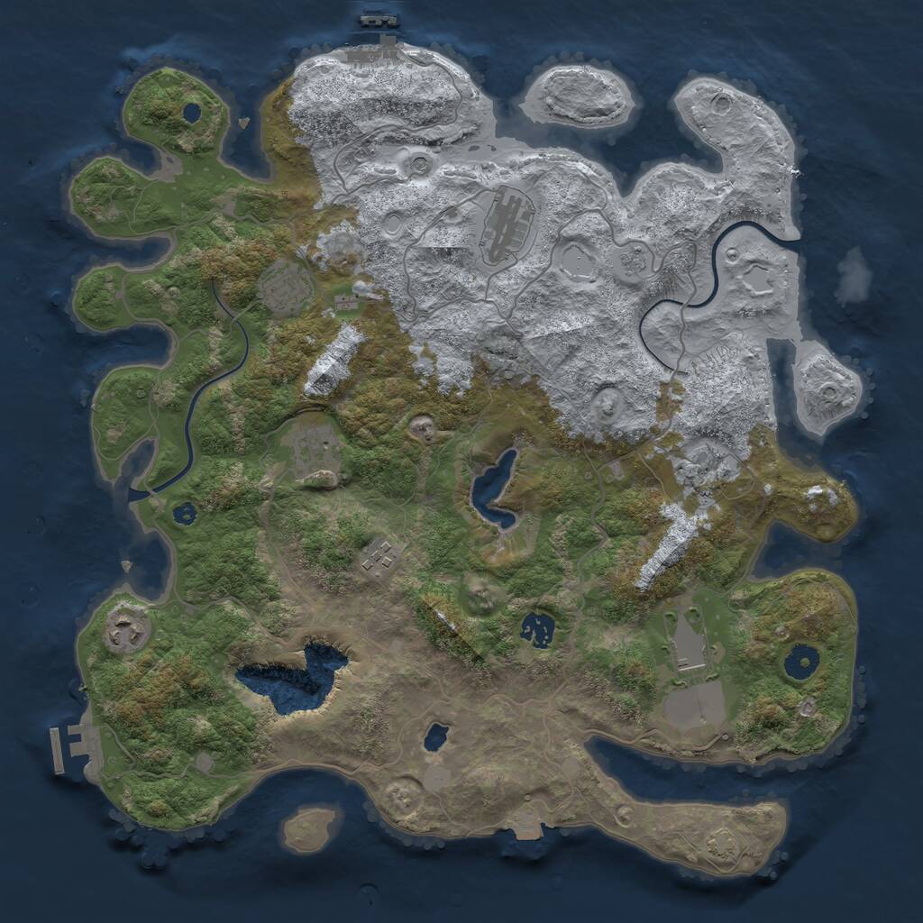 Rust Map: Procedural Map, Size: 4000, Seed: 1986504160, 14 Monuments