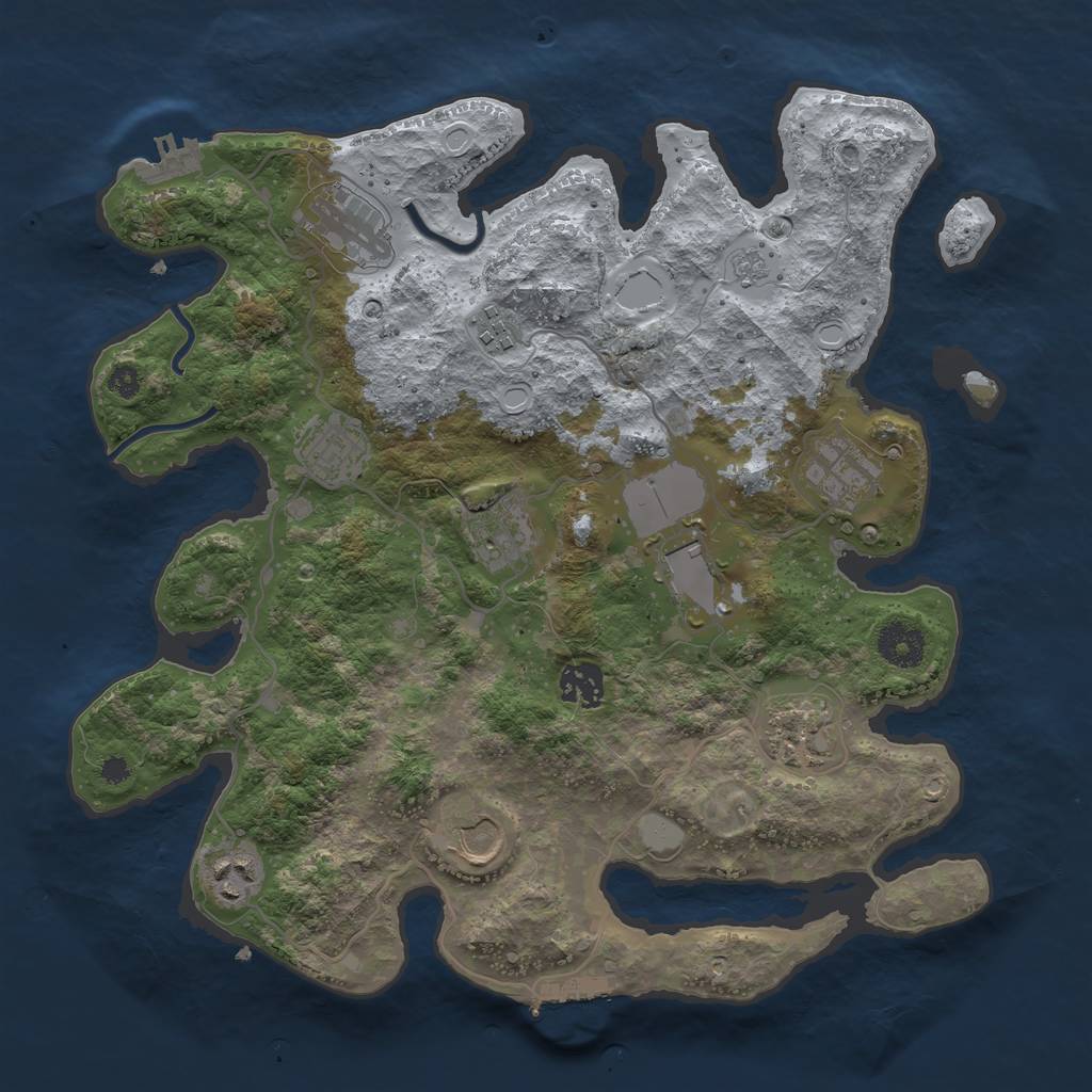 Rust Map: Procedural Map, Size: 3500, Seed: 67164154, 16 Monuments