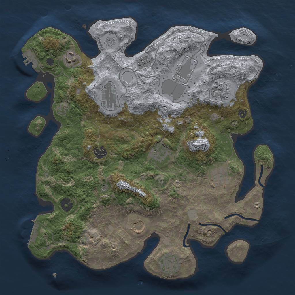 Rust Map: Procedural Map, Size: 3500, Seed: 77227123, 19 Monuments