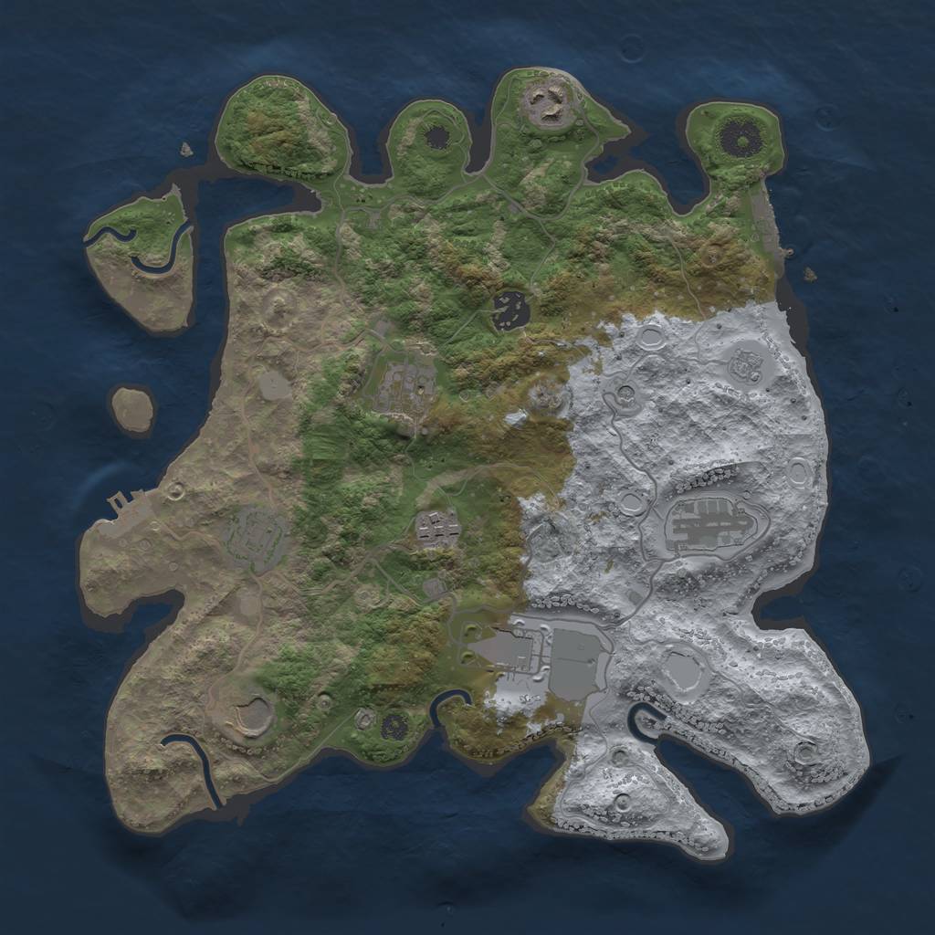Rust Map: Procedural Map, Size: 3500, Seed: 77478789, 15 Monuments