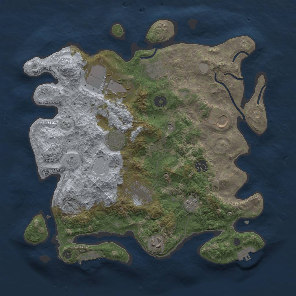 Rust Map: Procedural Map, Size: 3500, Seed: 81693278, 17 Monuments