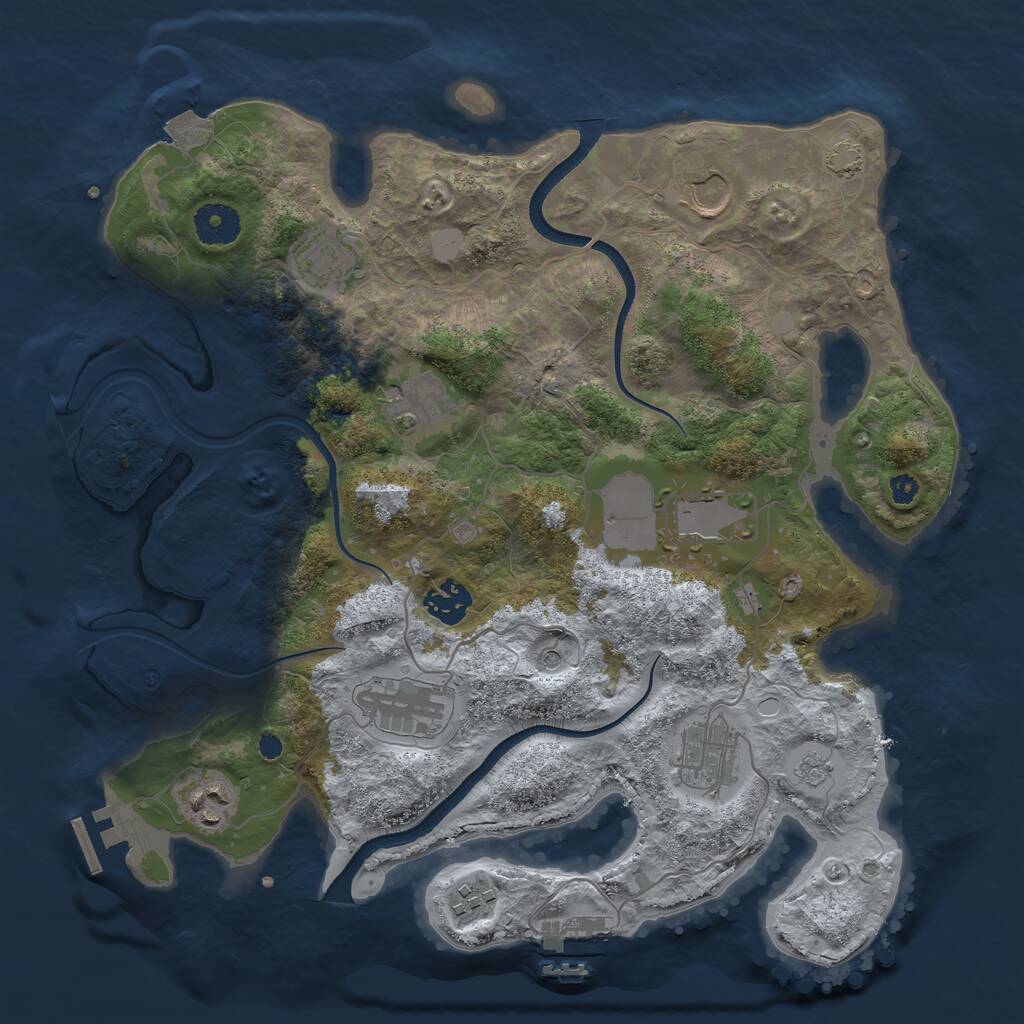 Rust Map: Procedural Map, Size: 3500, Seed: 35433754, 15 Monuments