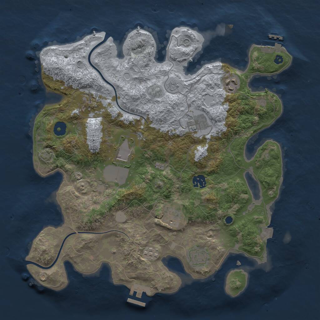 Rust Map: Procedural Map, Size: 3500, Seed: 54665371, 14 Monuments