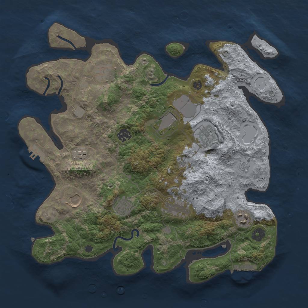Rust Map: Procedural Map, Size: 3500, Seed: 80061378, 18 Monuments