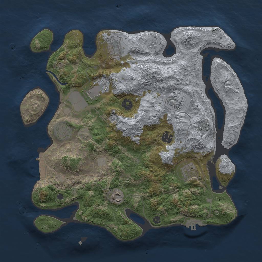 Rust Map: Procedural Map, Size: 3500, Seed: 91055328, 17 Monuments