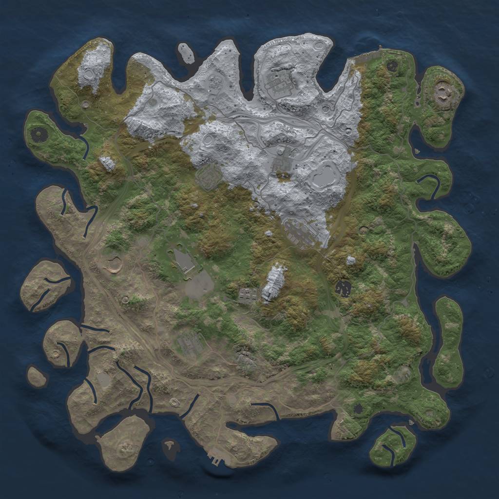 Rust Map: Procedural Map, Size: 4500, Seed: 3535, 17 Monuments