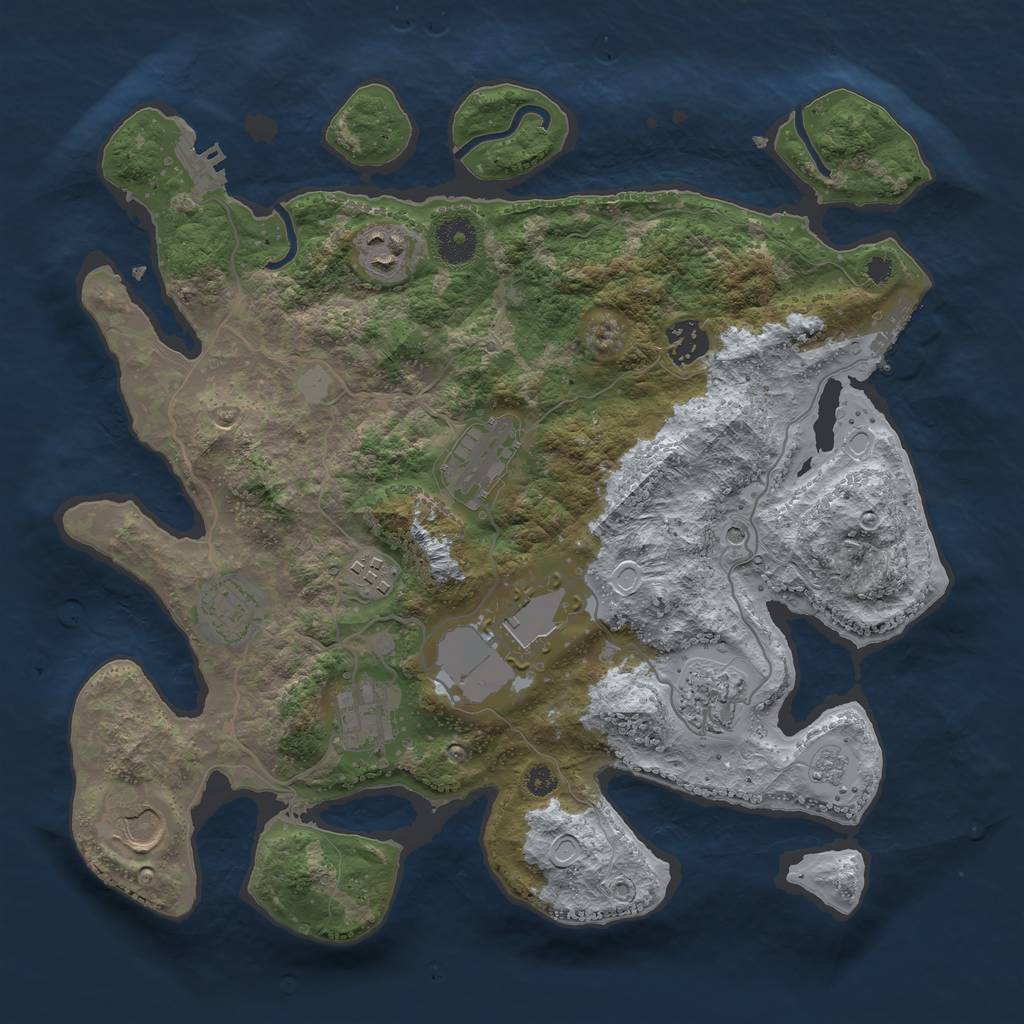 Rust Map: Procedural Map, Size: 3500, Seed: 43244, 18 Monuments