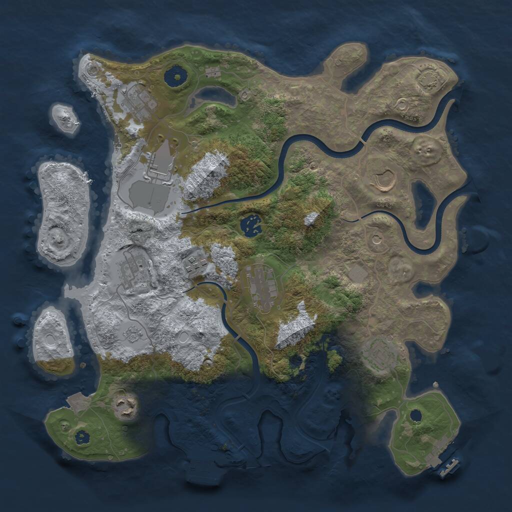 Rust Map: Procedural Map, Size: 3500, Seed: 60137943, 15 Monuments