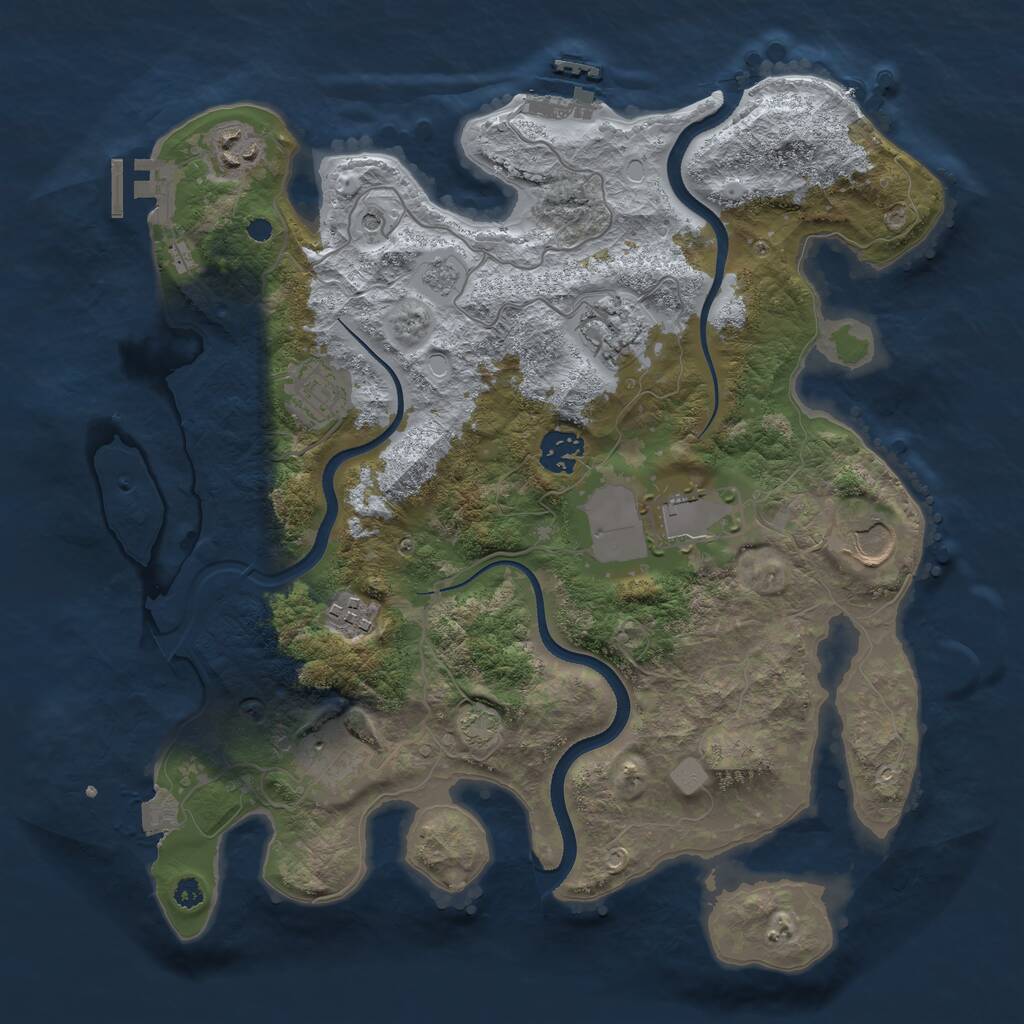 Rust Map: Procedural Map, Size: 3500, Seed: 23140839, 14 Monuments