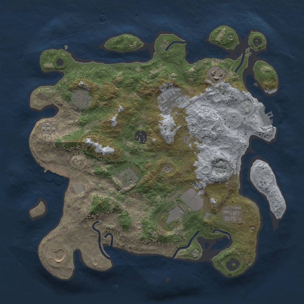 Rust Map: Procedural Map, Size: 3500, Seed: 70482063, 18 Monuments