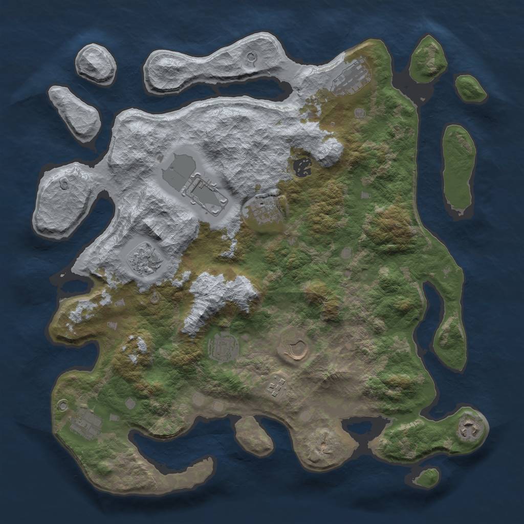Rust Map: Barren, Size: 4000, Seed: 541521561, 13 Monuments