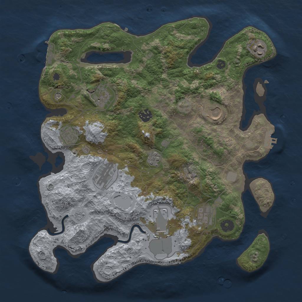 Rust Map: Procedural Map, Size: 3500, Seed: 98754672, 18 Monuments
