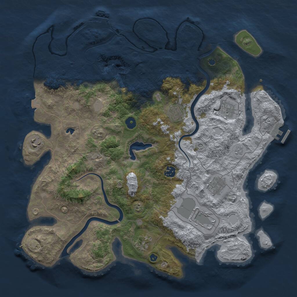 Rust Map: Procedural Map, Size: 4000, Seed: 1411098270, 13 Monuments
