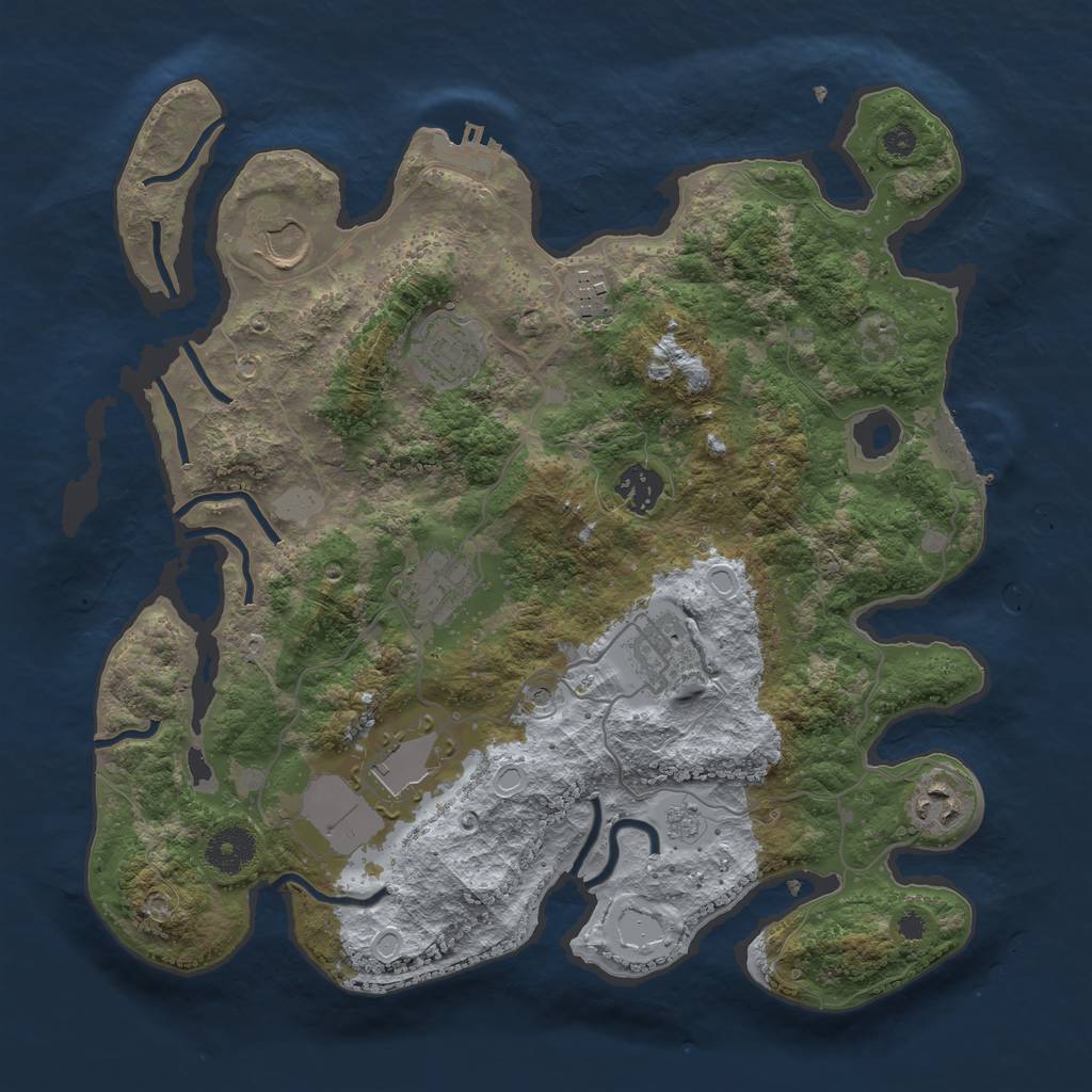 Rust Map: Procedural Map, Size: 3500, Seed: 53446801, 17 Monuments