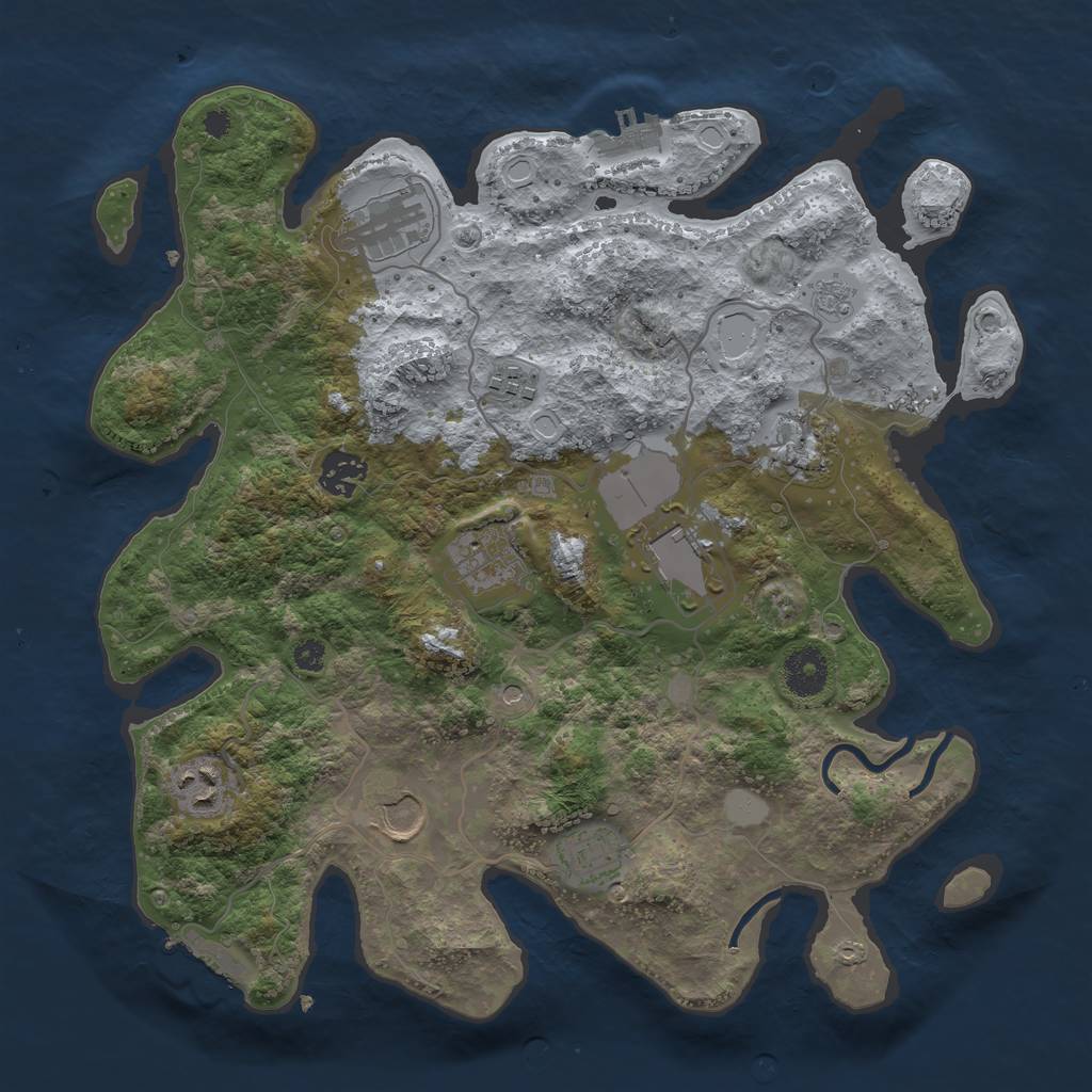 Rust Map: Procedural Map, Size: 3500, Seed: 39637131, 18 Monuments