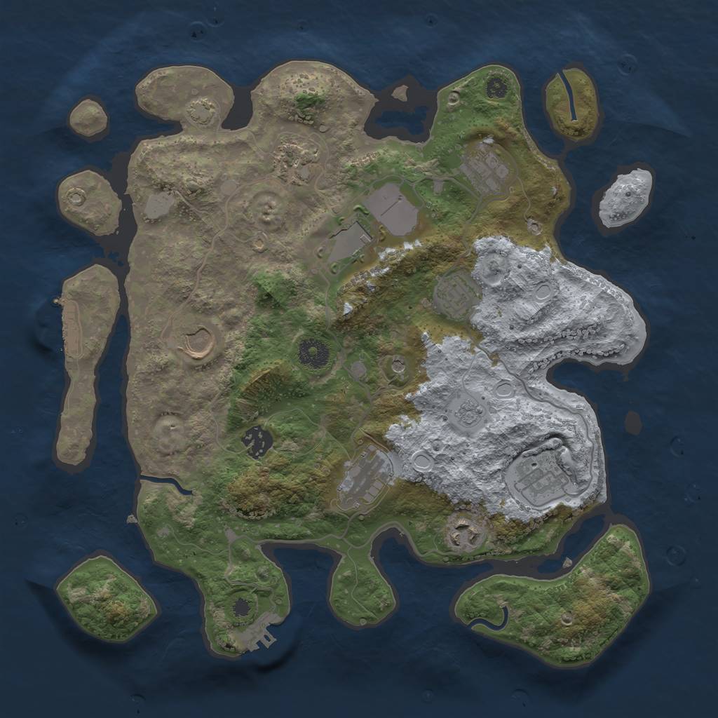 Rust Map: Procedural Map, Size: 3500, Seed: 28385604, 17 Monuments