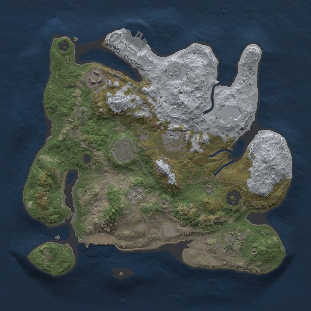 Rust Map: Procedural Map, Size: 3000, Seed: 244326100, 14 Monuments