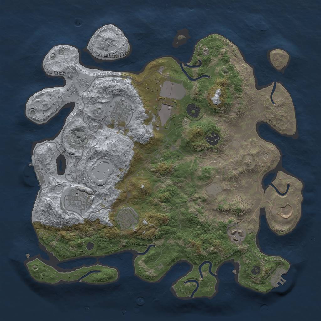 Rust Map: Procedural Map, Size: 3500, Seed: 36494124, 16 Monuments