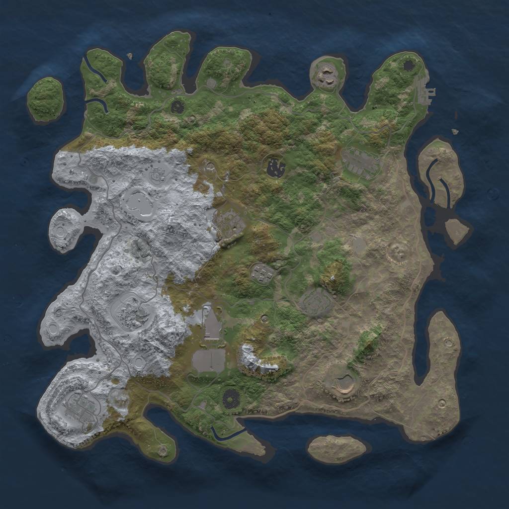 Rust Map: Procedural Map, Size: 4000, Seed: 1584773888, 18 Monuments