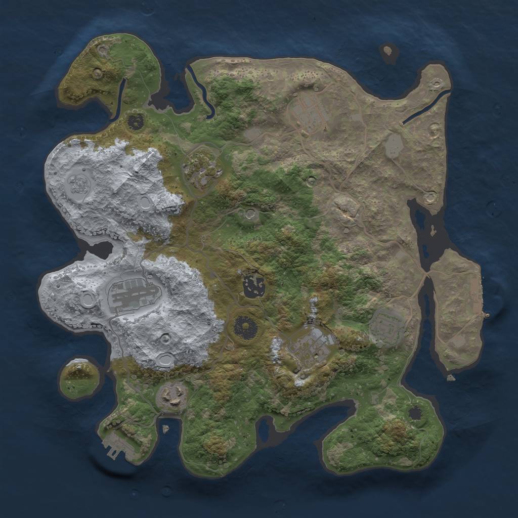 Rust Map: Procedural Map, Size: 3294, Seed: 18122937, 16 Monuments