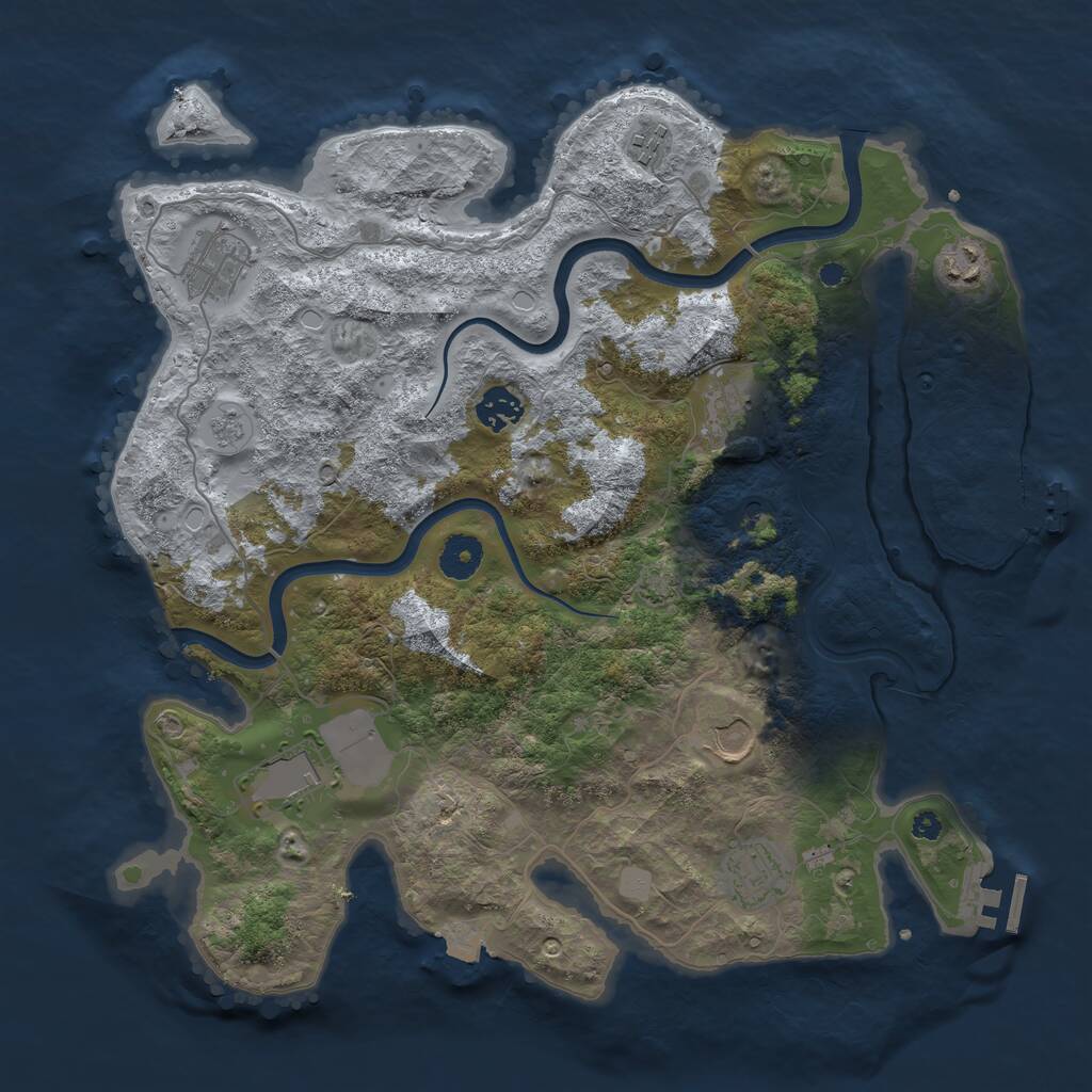 Rust Map: Procedural Map, Size: 3750, Seed: 1285758257, 14 Monuments