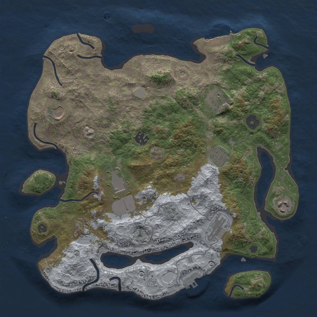 Rust Map: Procedural Map, Size: 3500, Seed: 1258169979, 18 Monuments