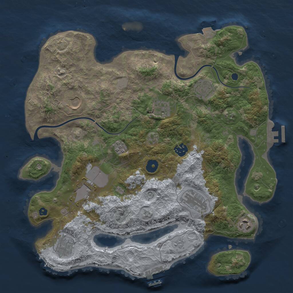 Rust Map: Procedural Map, Size: 3500, Seed: 1258169979, 15 Monuments