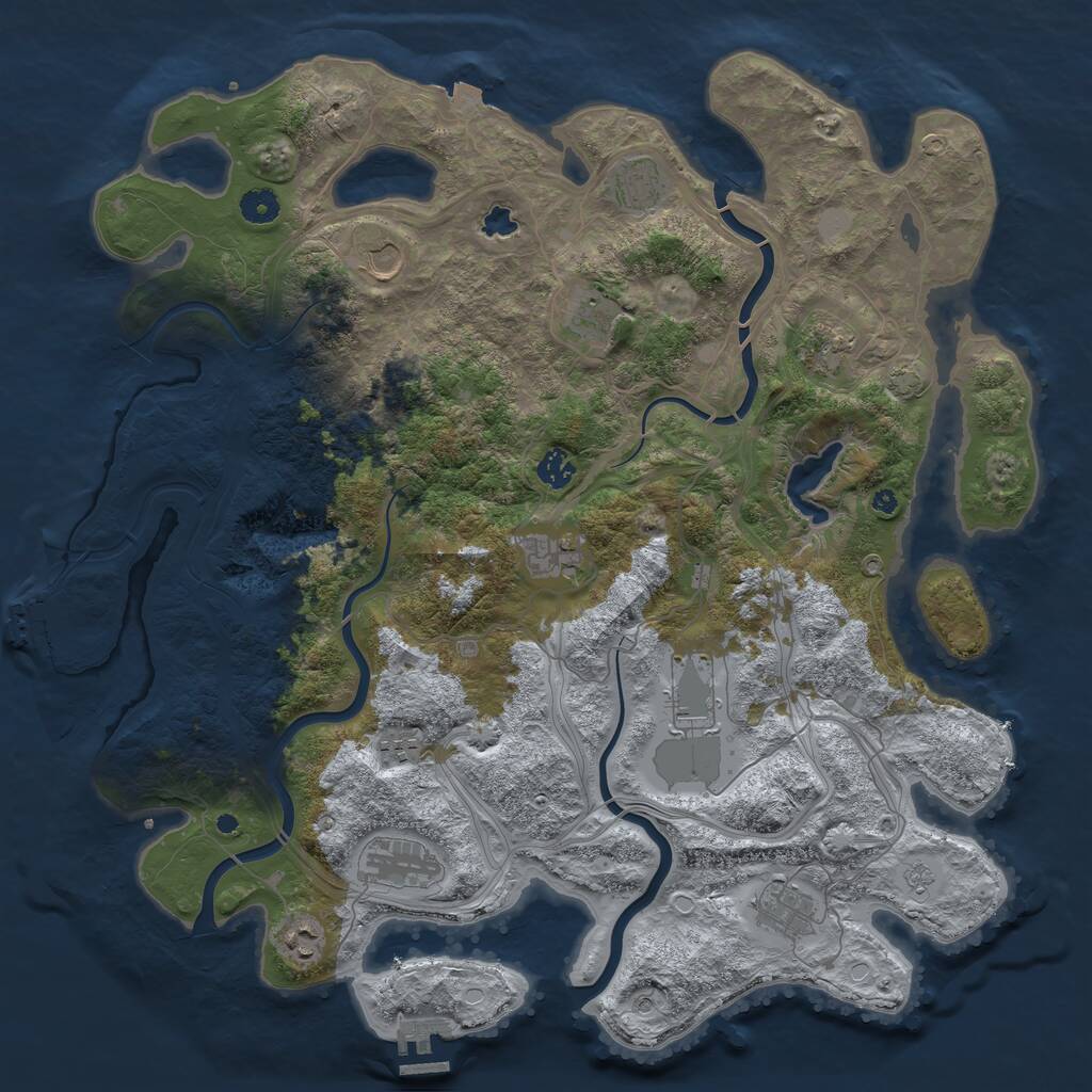Rust Map: Procedural Map, Size: 4400, Seed: 97399443, 17 Monuments