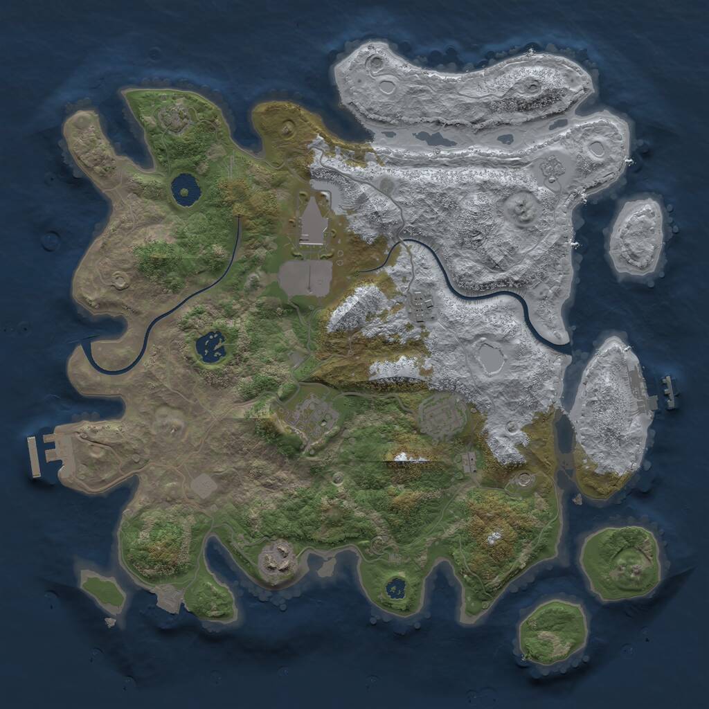 Rust Map: Procedural Map, Size: 3500, Seed: 18016495, 12 Monuments