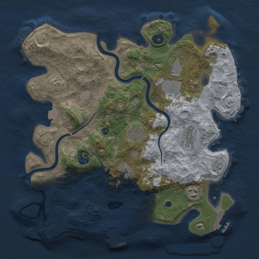 Rust Map: Procedural Map, Size: 3500, Seed: 4502188, 13 Monuments
