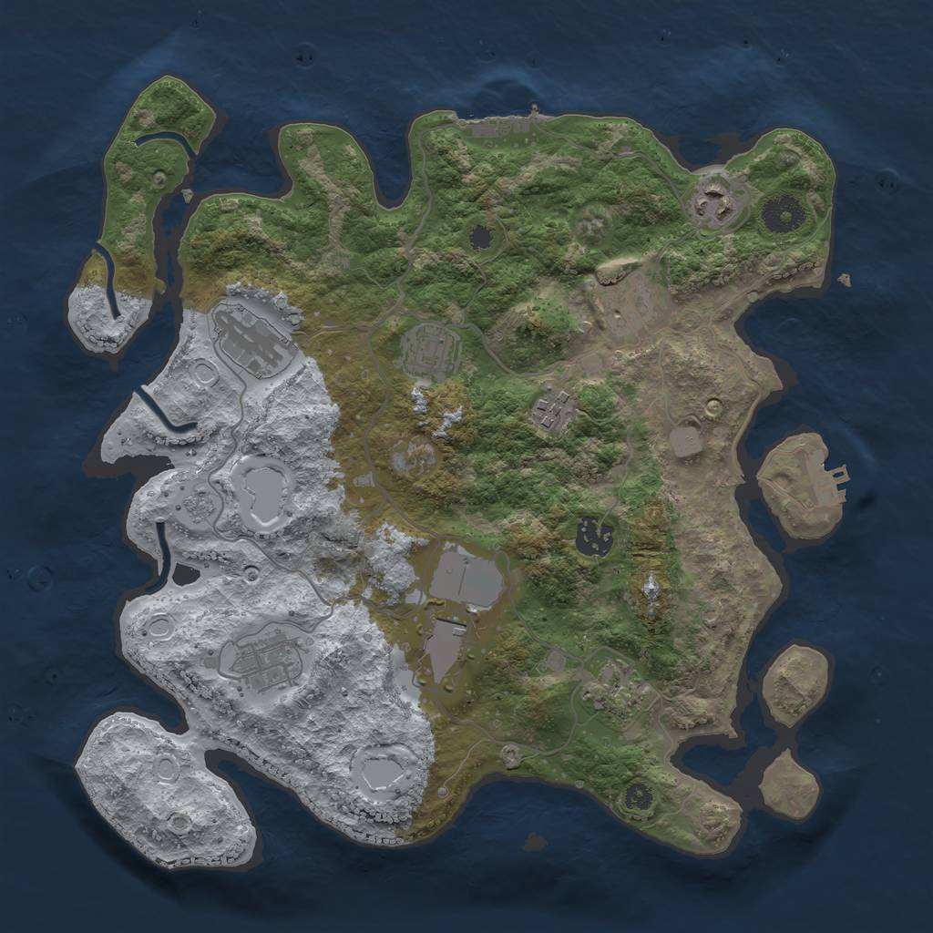 Rust Map: Procedural Map, Size: 3500, Seed: 34705171, 17 Monuments