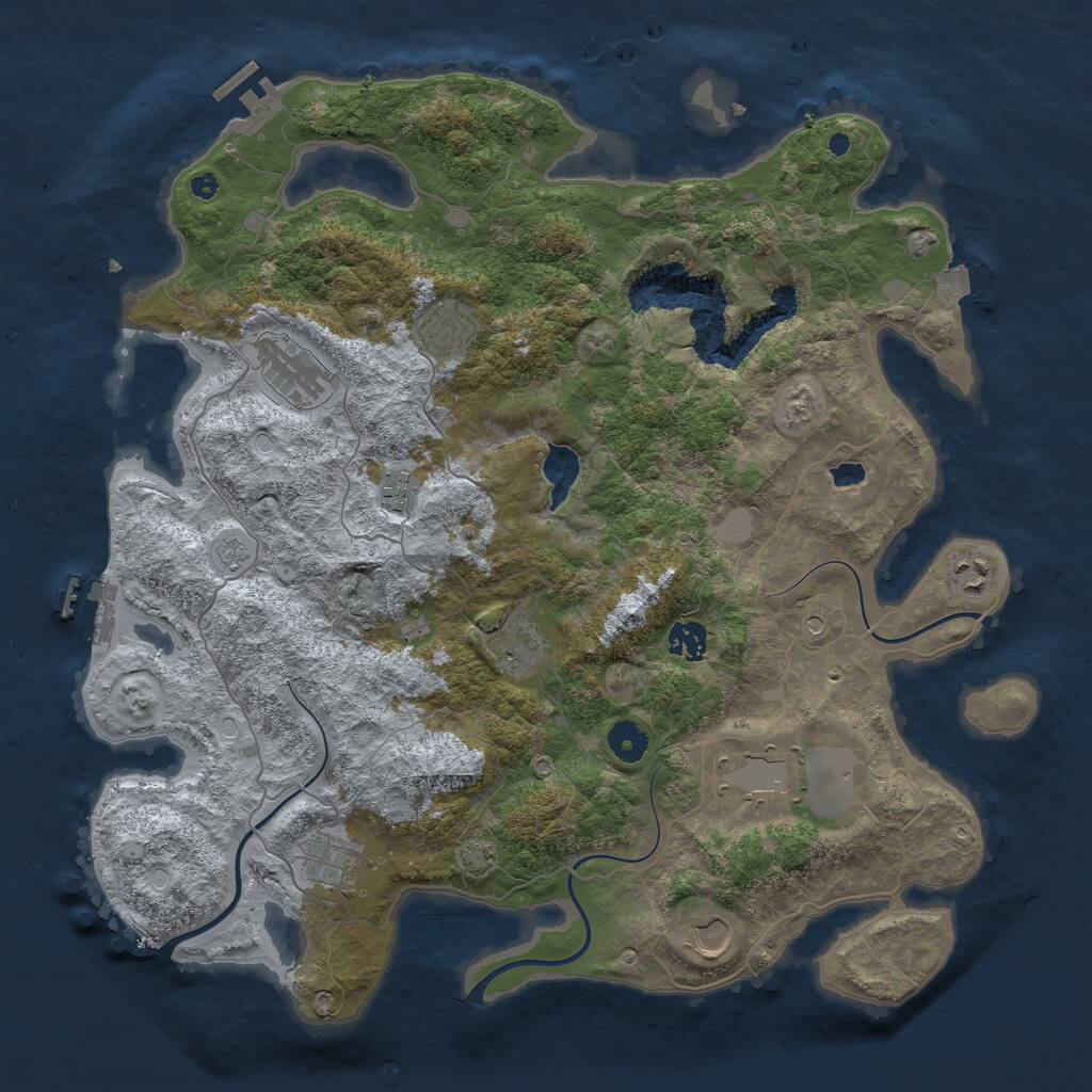 Rust Map: Procedural Map, Size: 4096, Seed: 32507432, 15 Monuments