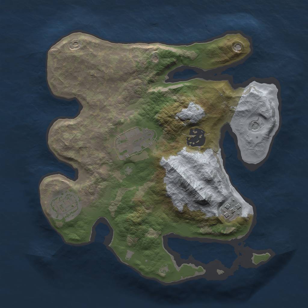 Rust Map: Barren, Size: 2400, Seed: 13585, 7 Monuments