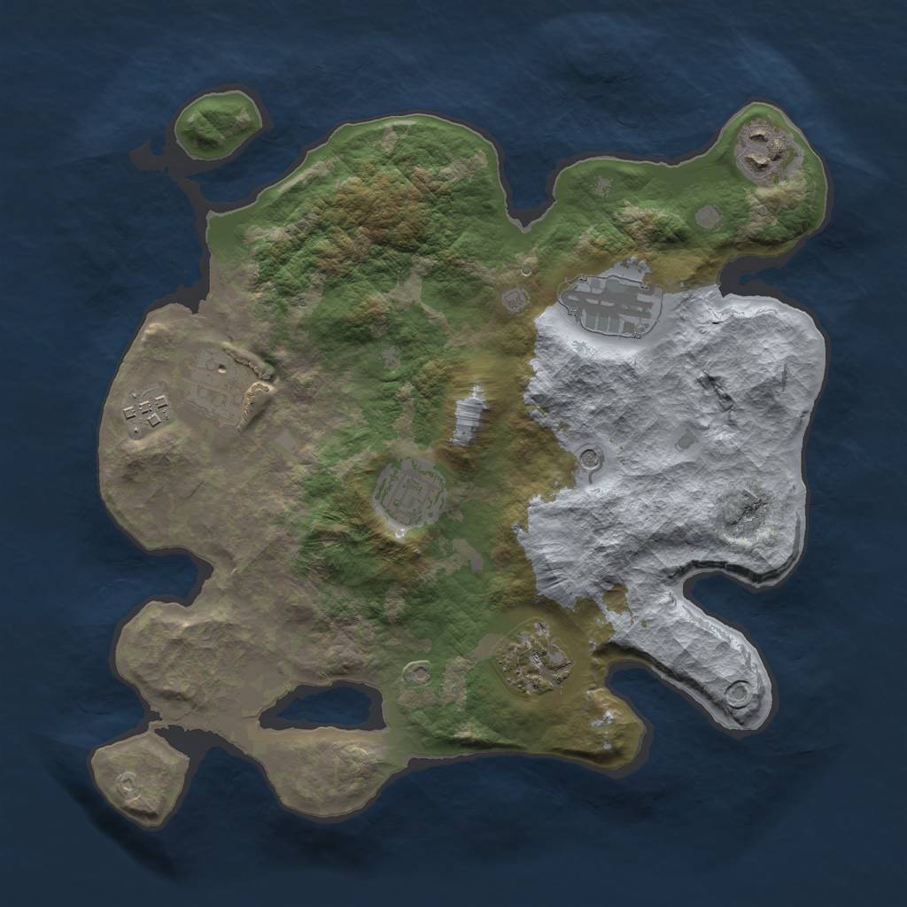 Rust Map: Barren, Size: 3000, Seed: 365165669, 9 Monuments