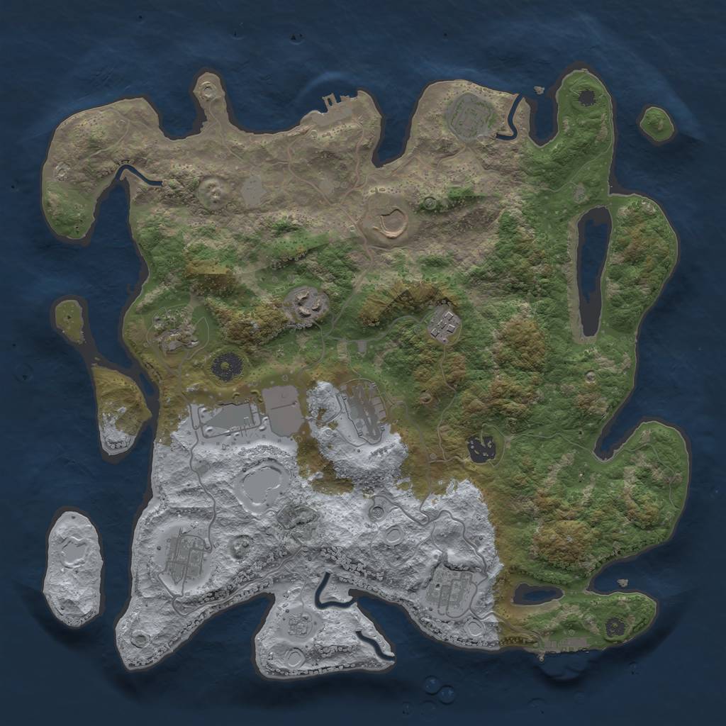 Rust Map: Procedural Map, Size: 3750, Seed: 90341, 17 Monuments