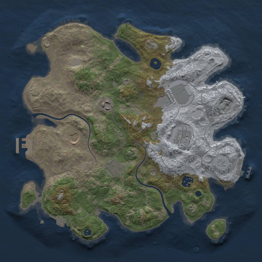Rust Map: Procedural Map, Size: 3500, Seed: 1672807558, 12 Monuments