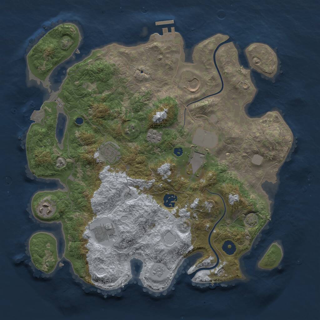 Rust Map: Procedural Map, Size: 3500, Seed: 51313521, 12 Monuments