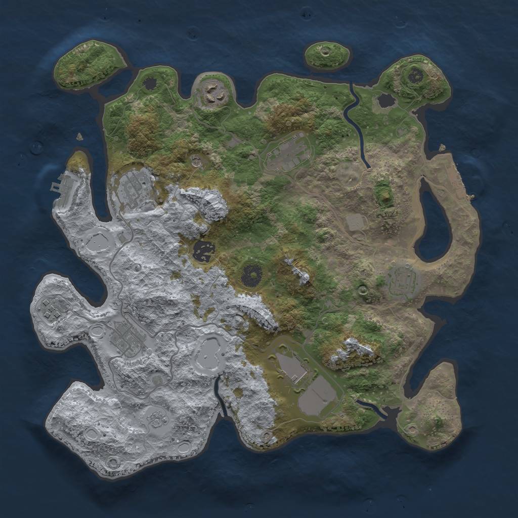Rust Map: Procedural Map, Size: 3500, Seed: 23453644, 17 Monuments