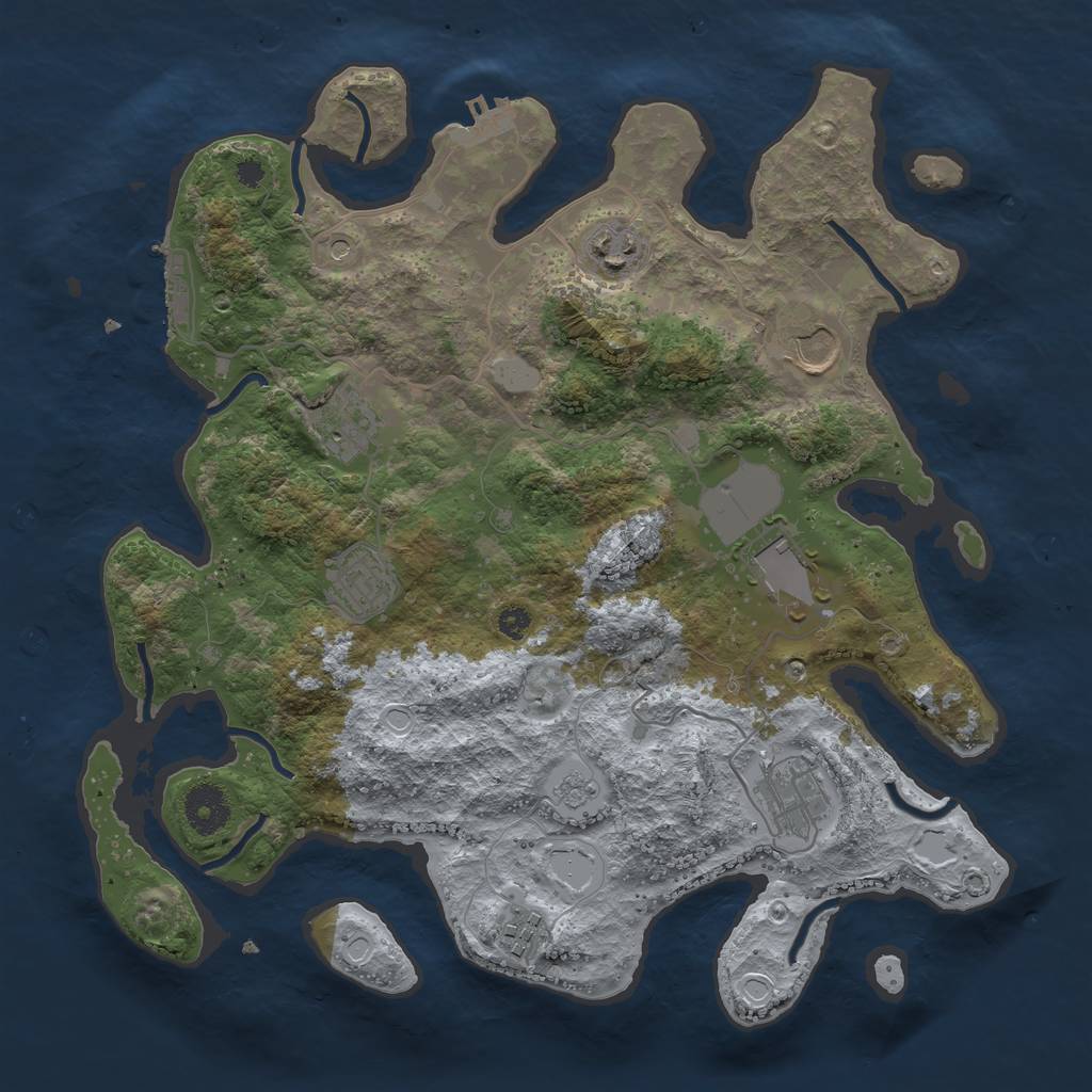 Rust Map: Procedural Map, Size: 3500, Seed: 25335927, 16 Monuments