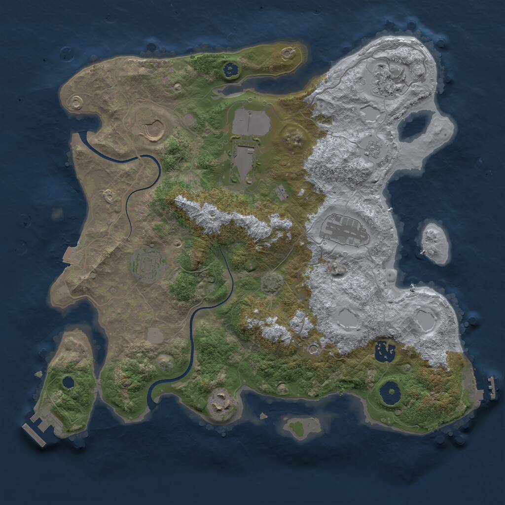 Rust Map: Procedural Map, Size: 3500, Seed: 68991391, 13 Monuments
