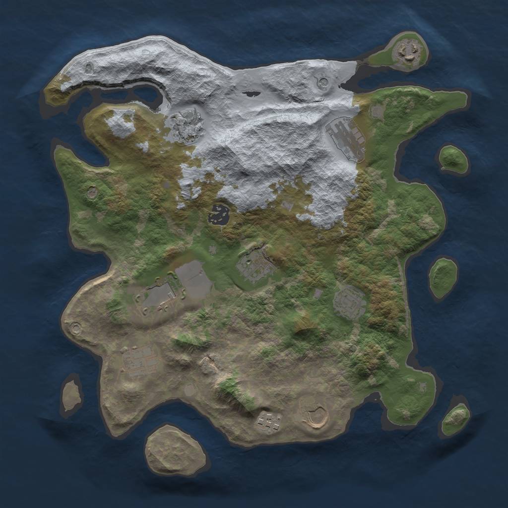 Rust Map: Barren, Size: 3500, Seed: 314151, 13 Monuments