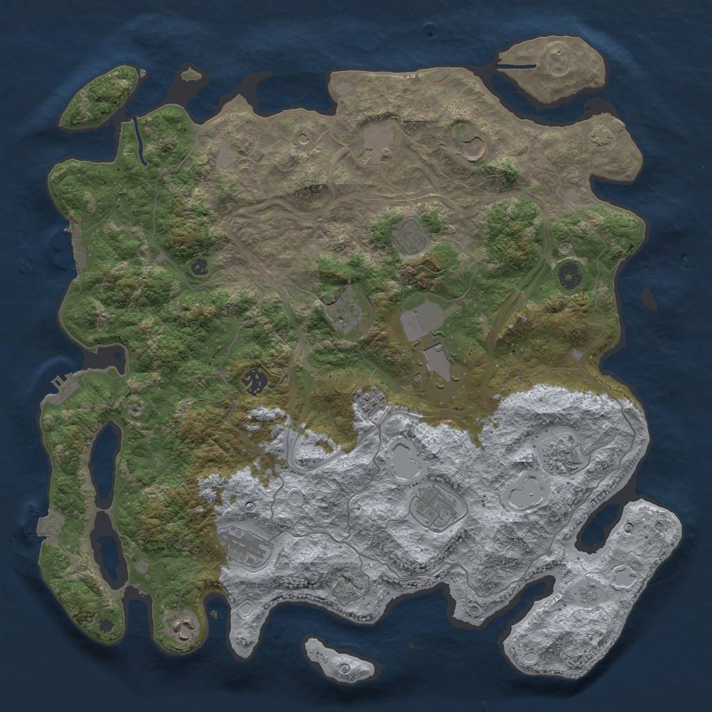 Rust Map: Procedural Map, Size: 4300, Seed: 205542959, 19 Monuments