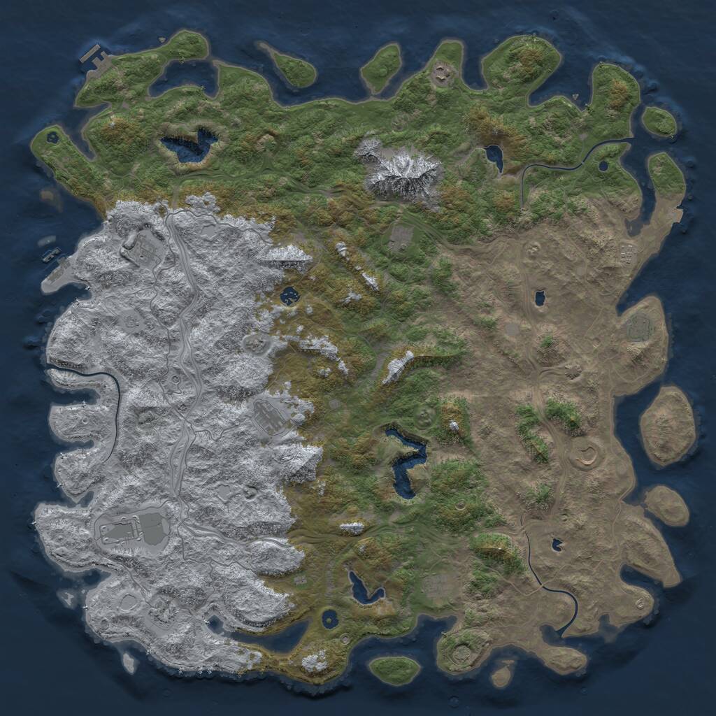 Rust Map: Procedural Map, Size: 6000, Seed: 909522904, 17 Monuments
