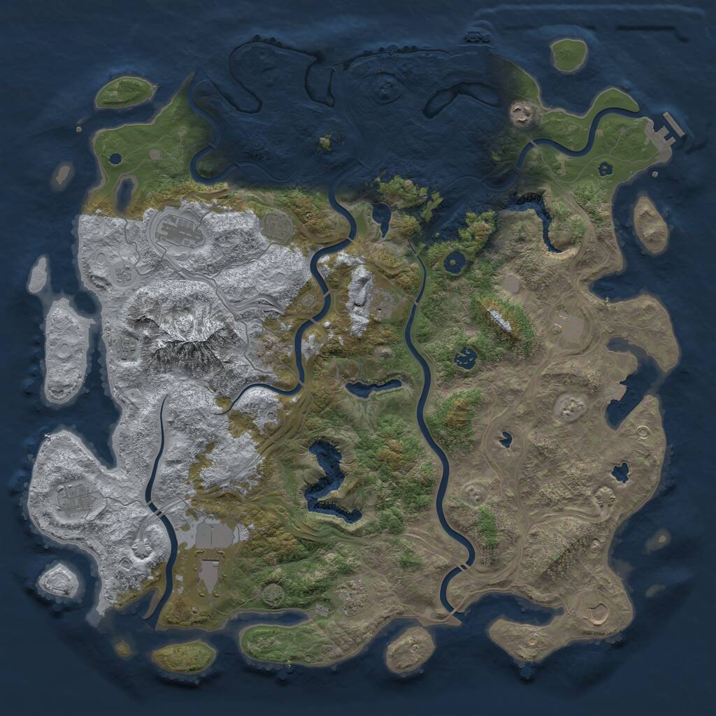 Rust Map: Procedural Map, Size: 5000, Seed: 122391088, 17 Monuments