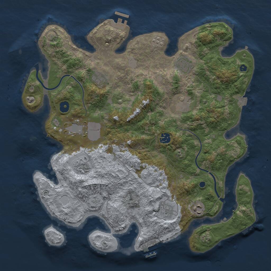 Rust Map: Procedural Map, Size: 3800, Seed: 336963890, 15 Monuments